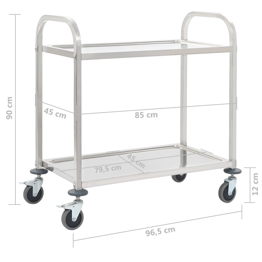 Keukentrolley 2-Laags 96,5X55X90 Cm Roestvrij Staal