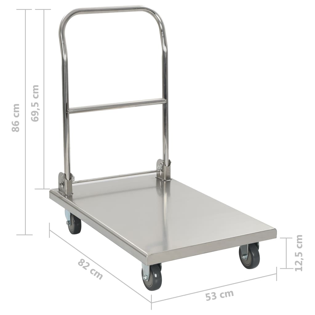 Platformwagen 82X53X86 Cm Roestvrij Staal Zilverkleurig