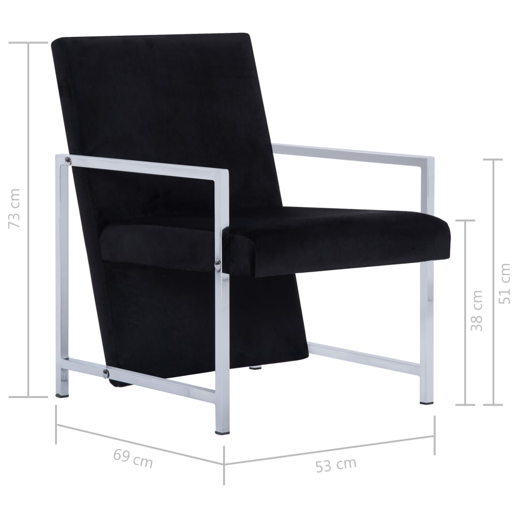 Fauteuil Met Chromen Poten Fluweel