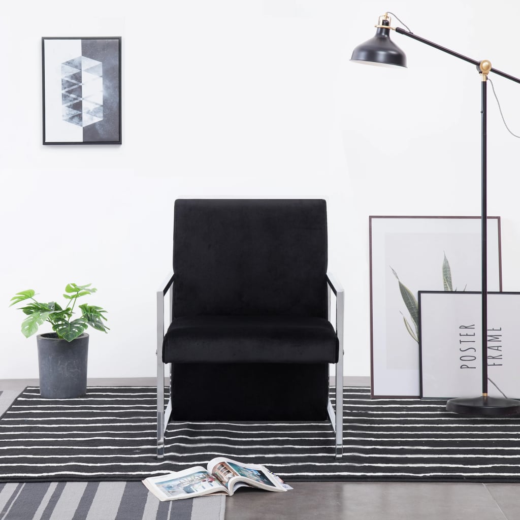 Fauteuil Met Chromen Poten Fluweel