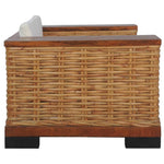 Fauteuil Met Kussens Natuurlijk Rattan Bruin Blauw