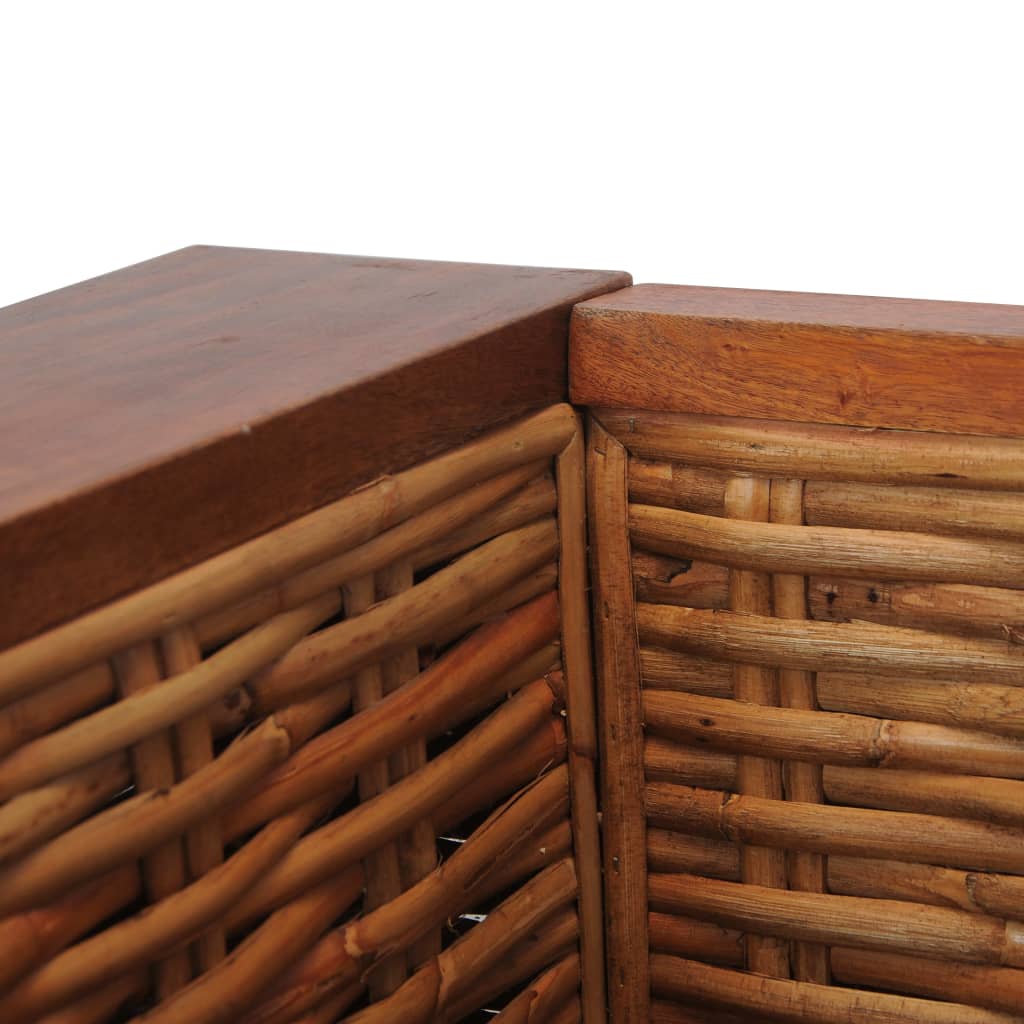 Fauteuil Met Kussens Natuurlijk Rattan Bruin Blauw