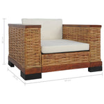 Fauteuil Met Kussens Natuurlijk Rattan Bruin Blauw