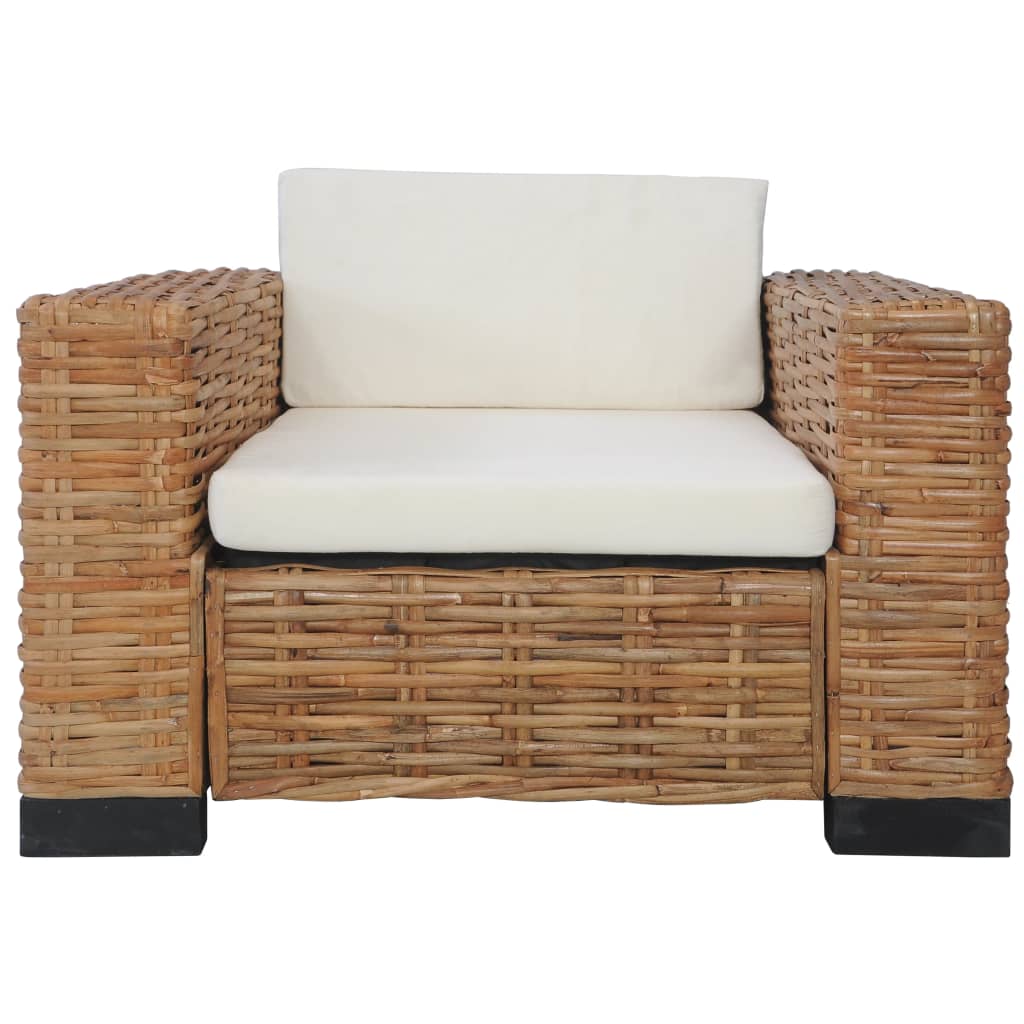 Fauteuil Met Kussens Natuurlijk Rattan Wit
