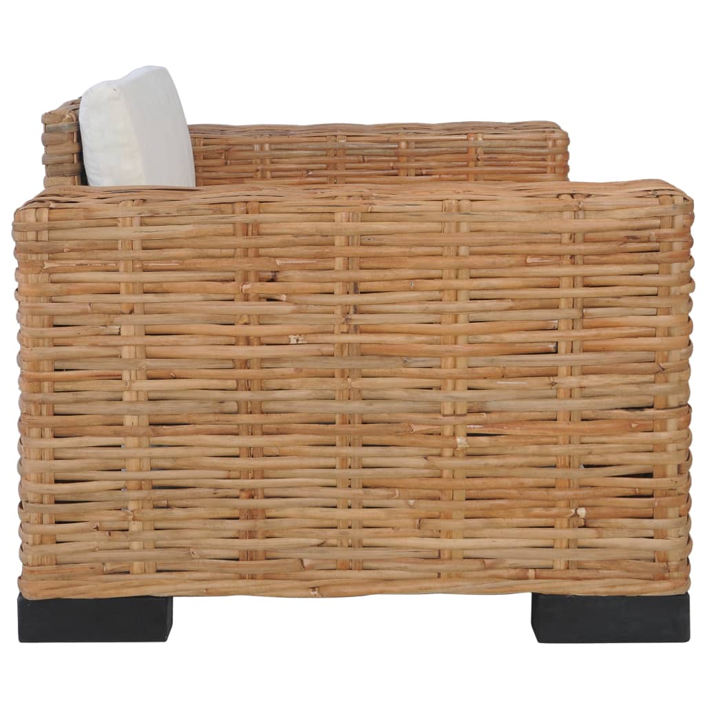 Fauteuil Met Kussens Natuurlijk Rattan Wit