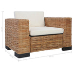 Fauteuil Met Kussens Natuurlijk Rattan Wit