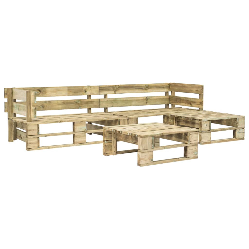 -Delige Loungeset Pallet Hout