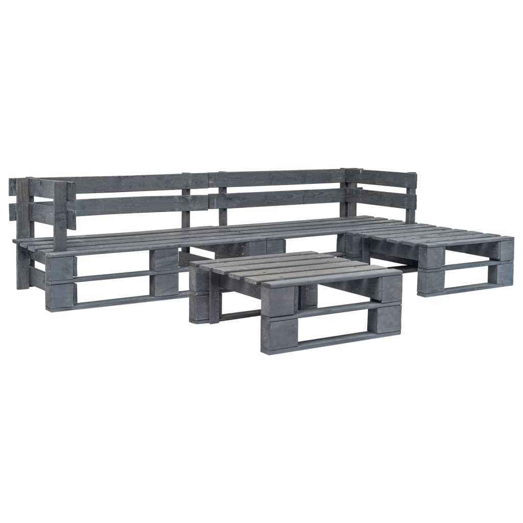 -Delige Loungeset Pallet Hout