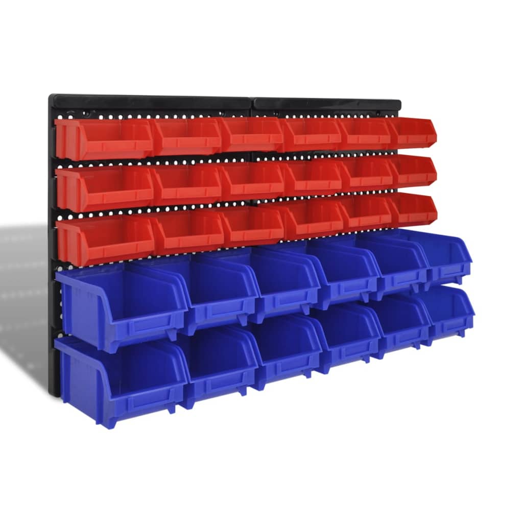30-Delige Opbergrek Voor Aan De Wand Blauw En Rood