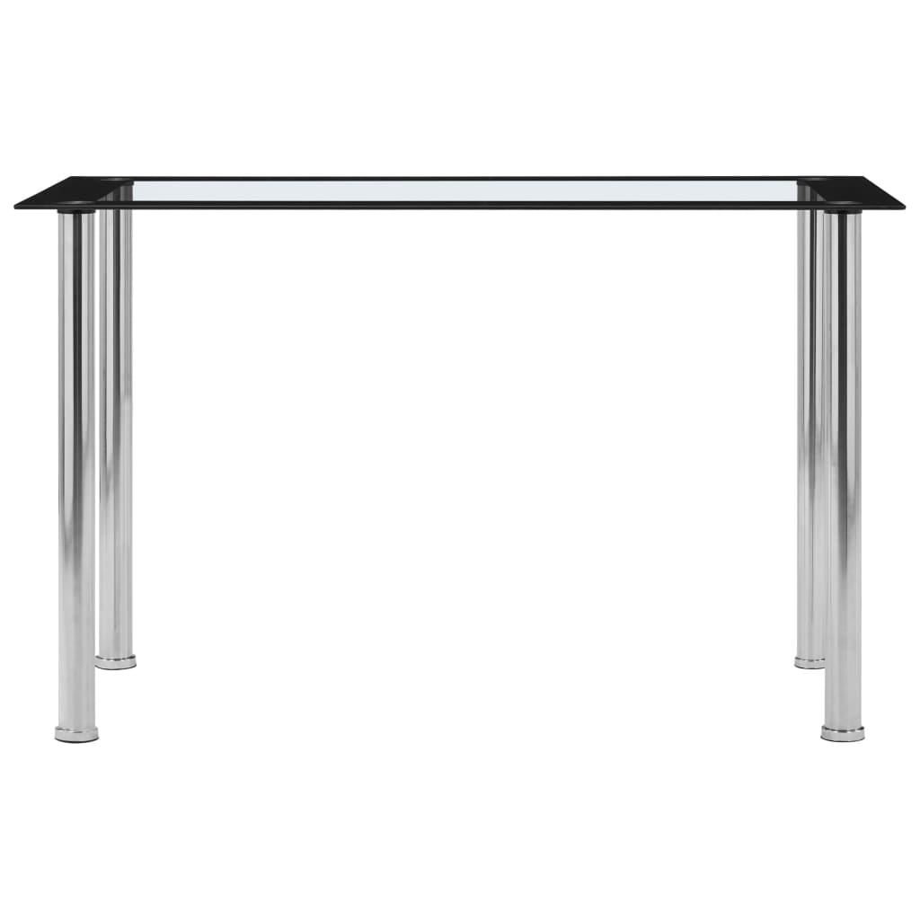 Eettafel 120X60X75 Cm Gehard Glas Zwart En Transparant