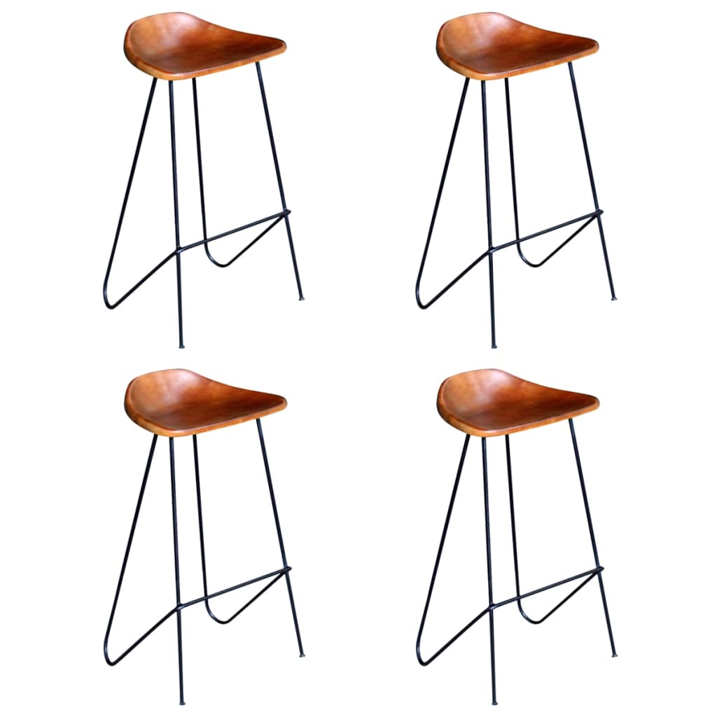 Barstoelen Echt Leer Zwart En