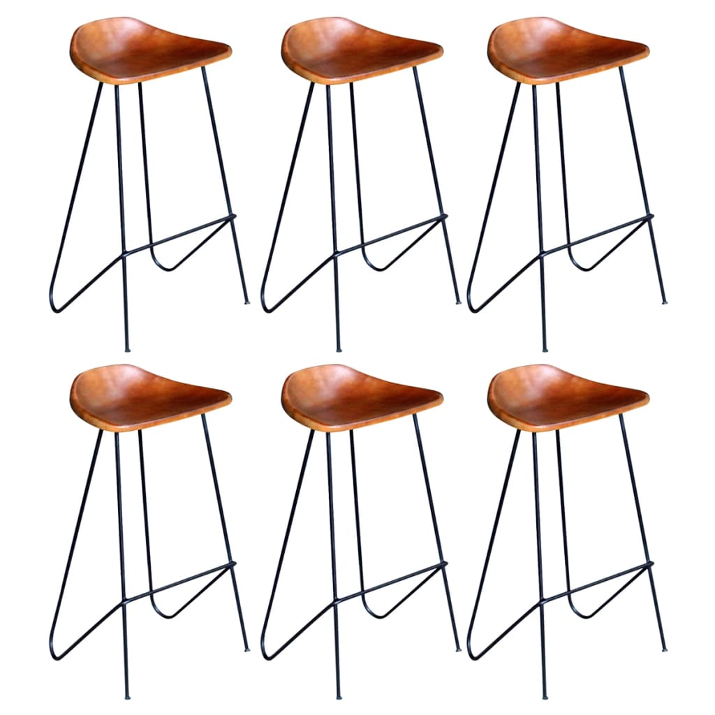 Barstoelen Echt Leer Zwart En