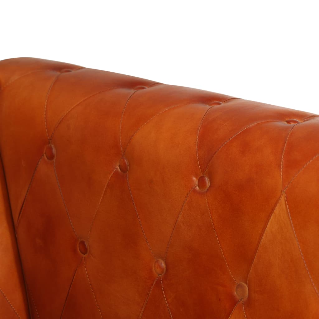 Tweezitsbank Chesterfield-Stijl Echt Leer Tan