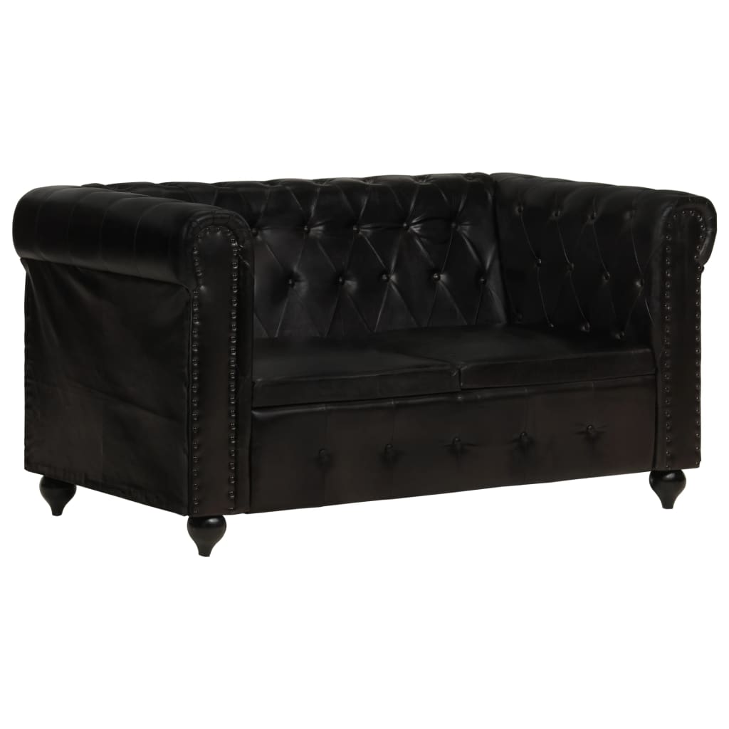 Tweezitsbank Chesterfield-Stijl Echt Leer Tan