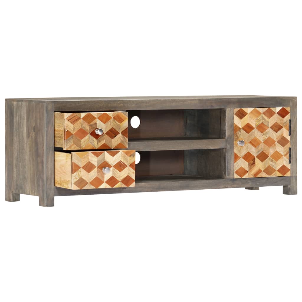 Tv-Meubel 120X30X40 Cm Massief Mangohout Grijs