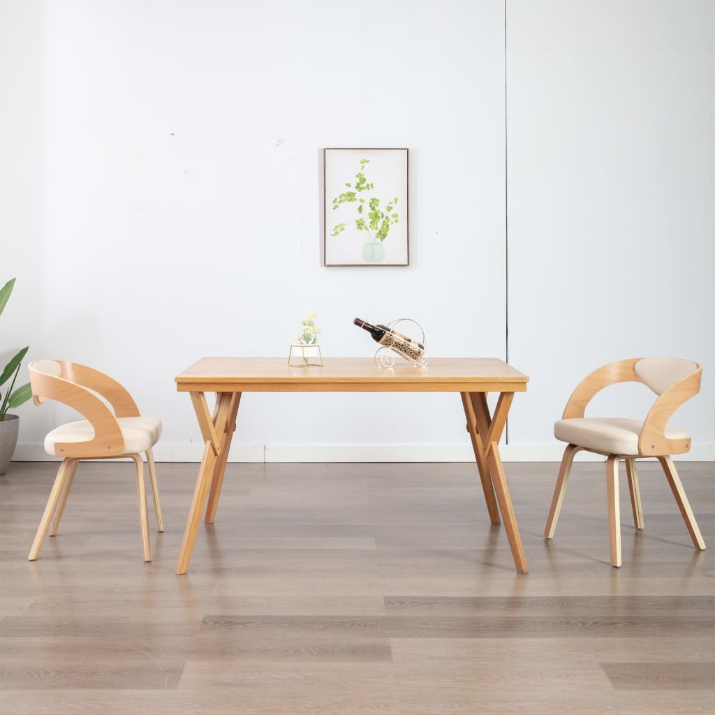 Eetkamerstoelen Gebogen Hout En Kunstleer Kleurig