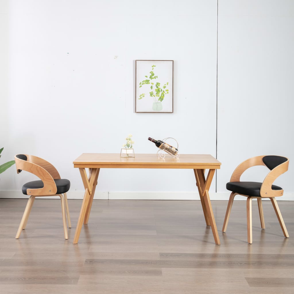 Eetkamerstoelen Gebogen Hout En Kunstleer Kleurig