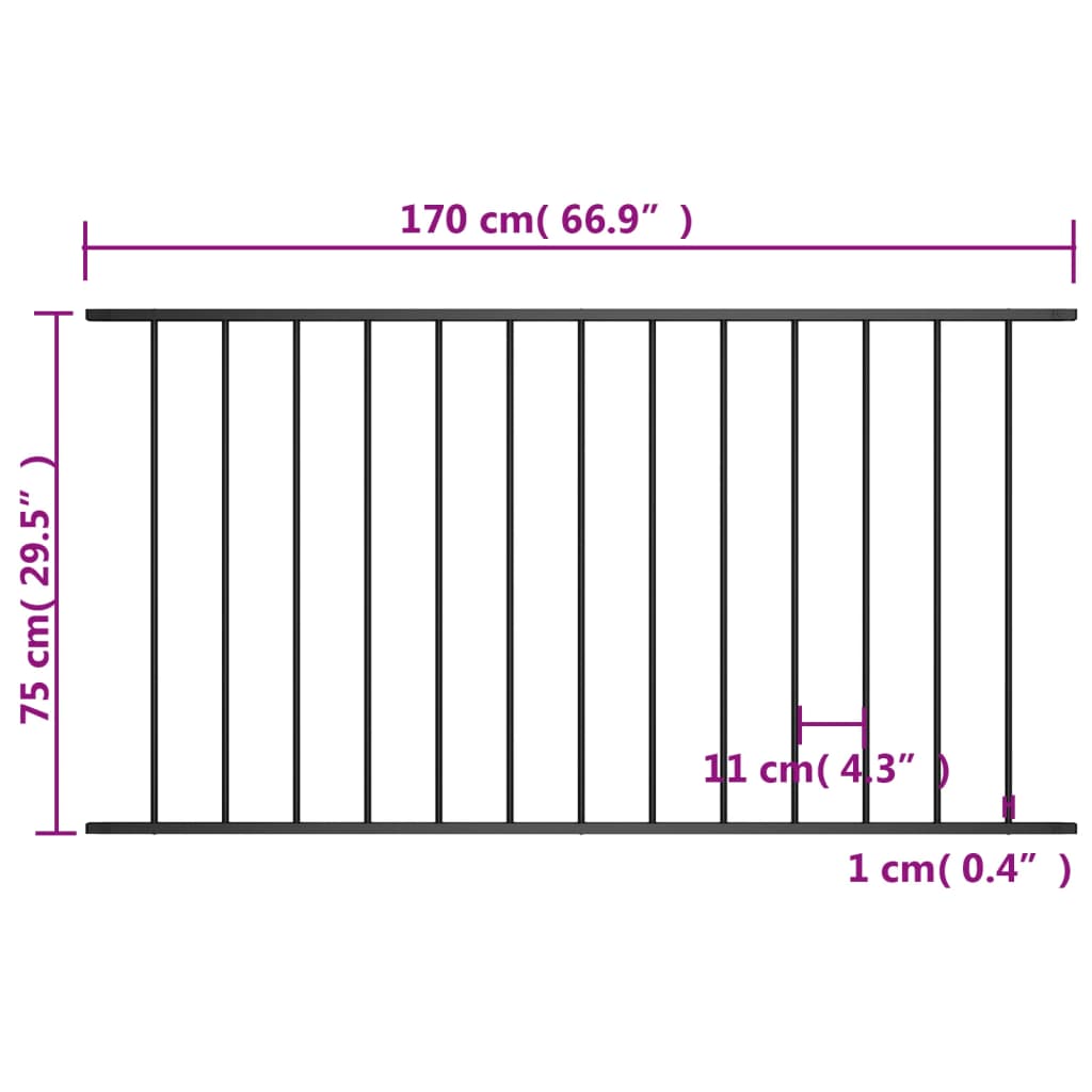 Hekpaneel 1,7X0,75 M Gepoedercoat Staal