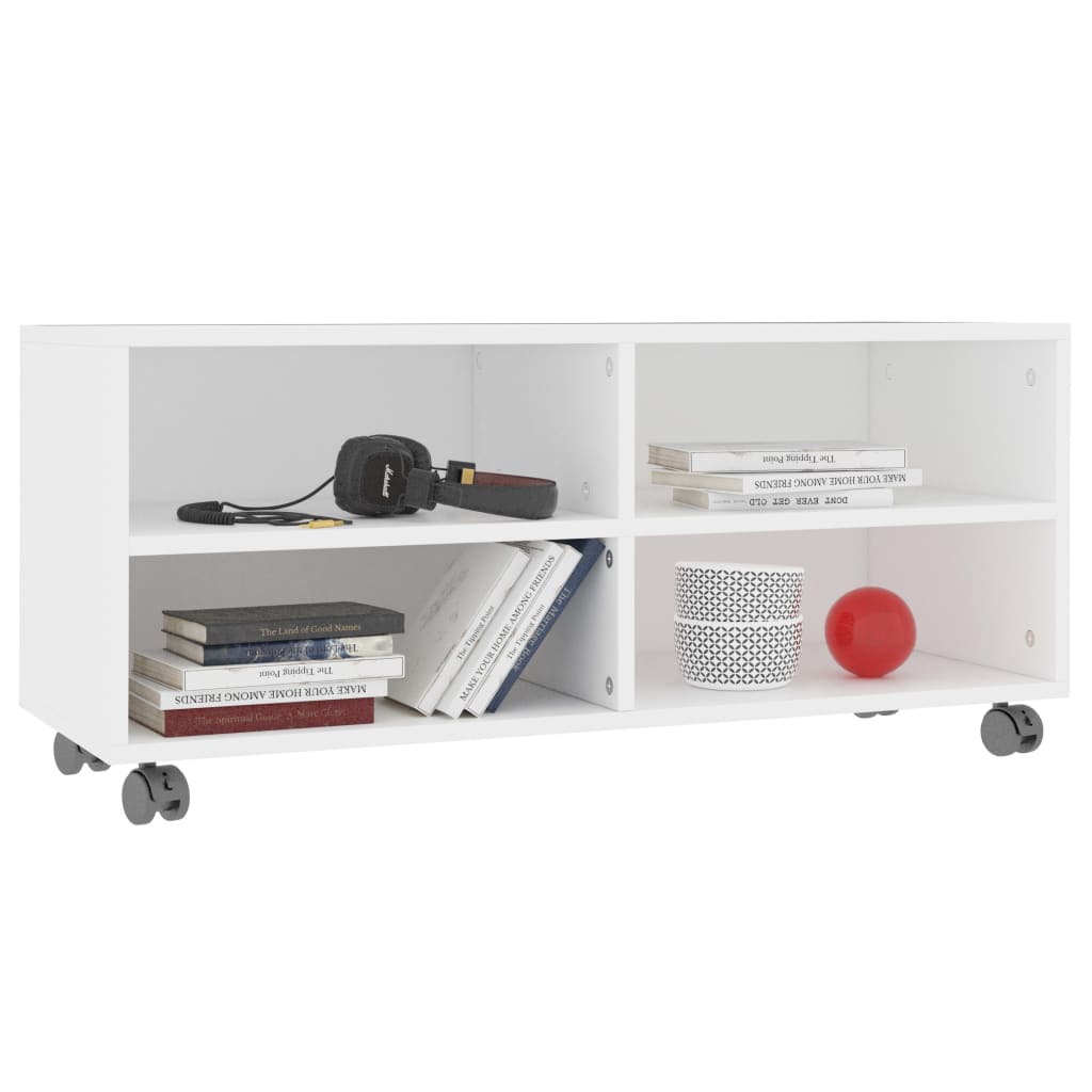 Tv-Meubel Met Wieltjes 90X35X35 Cm Bewerkt Hout