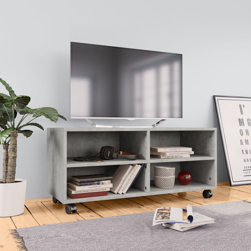 Tv-Meubel Met Wieltjes 90X35X35 Cm Bewerkt Hout