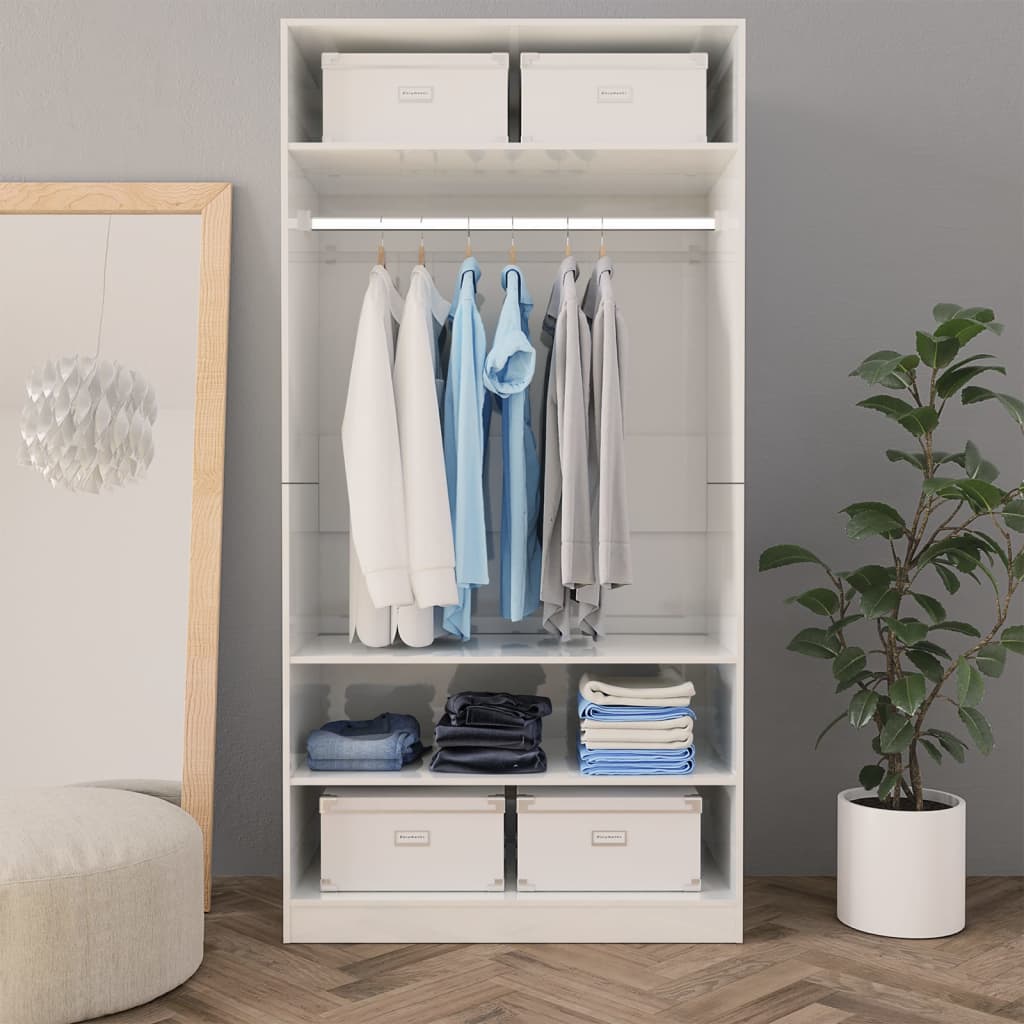 Kledingkast Bewerkt Hout Hoogglans Wit