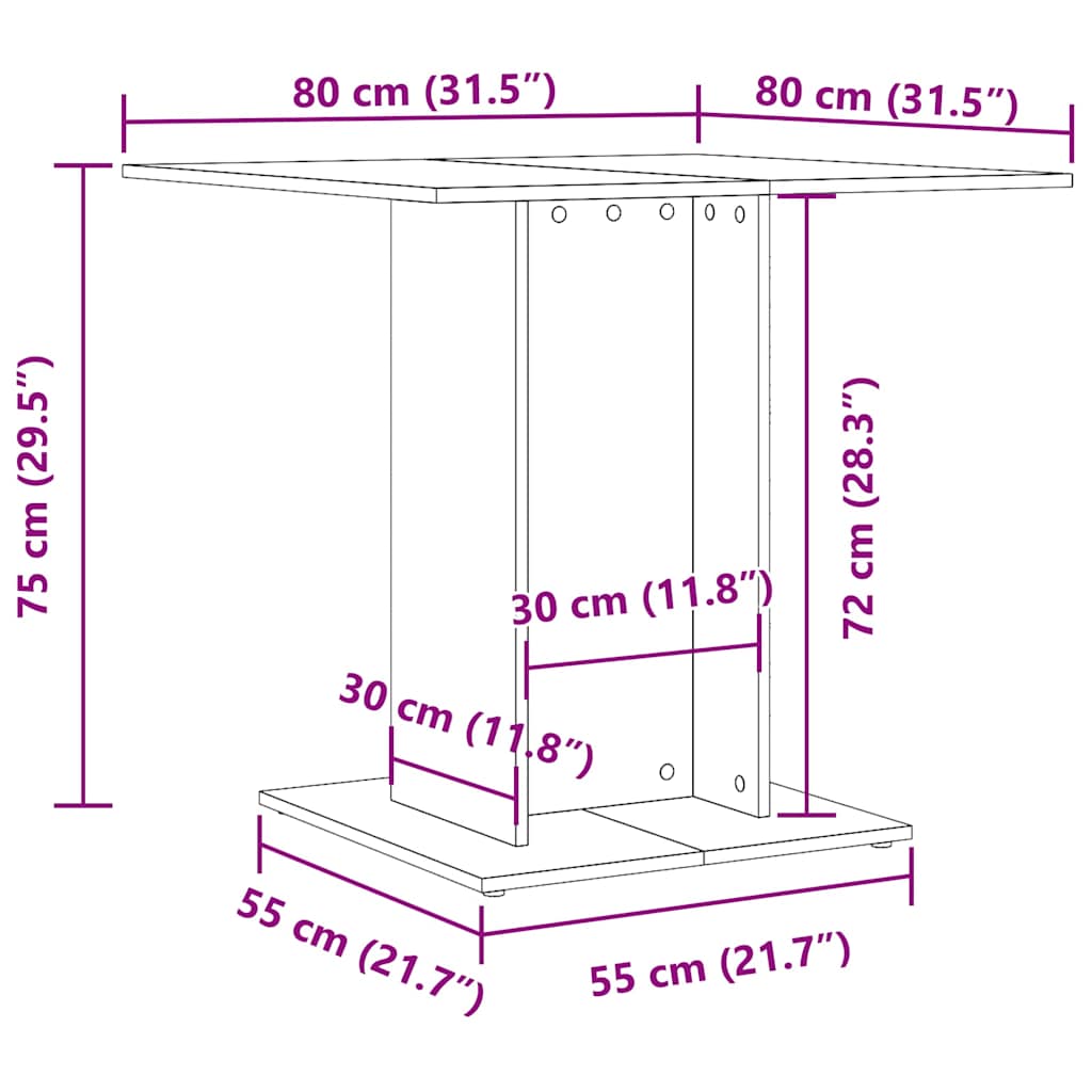 Eettafel 80X80X75 Cm Bewerkt Hout