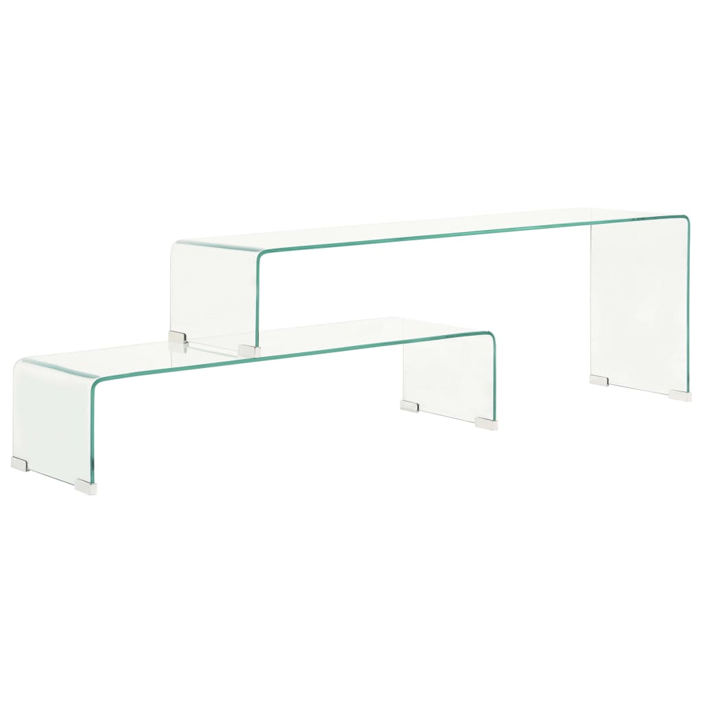 2-Delige Salontafelset 90X30X20/110X30X40 Cm Gehard Glas