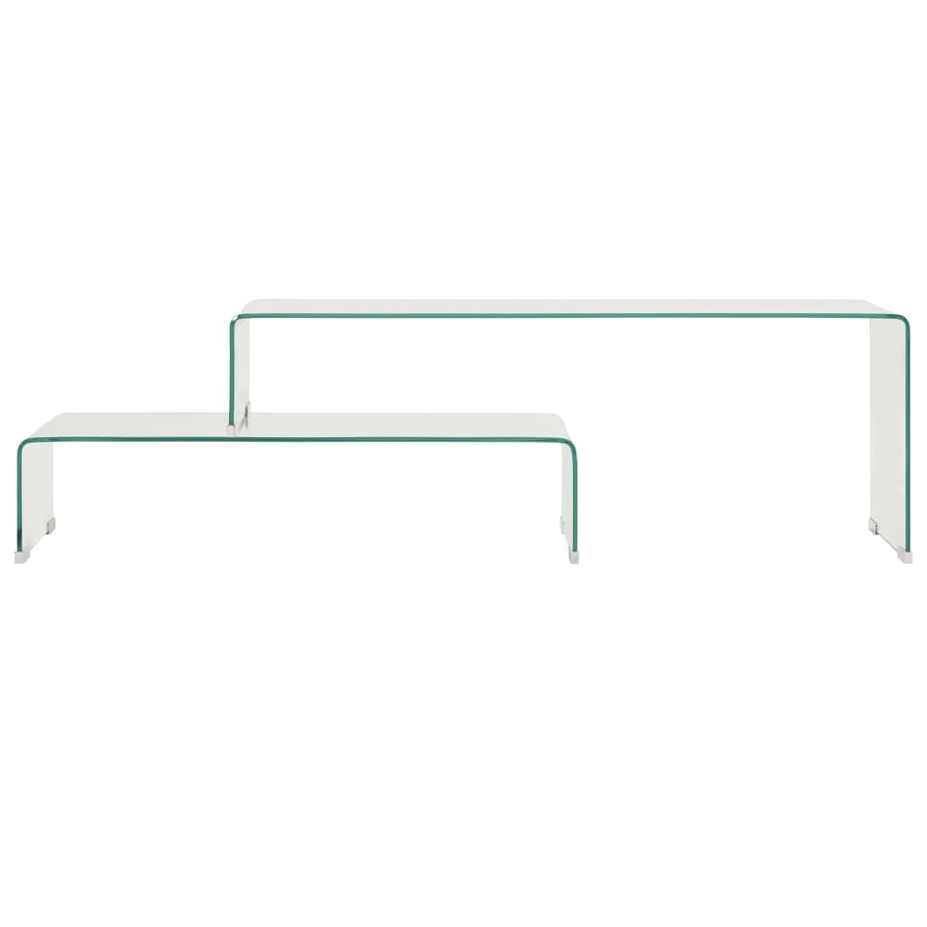 2-Delige Salontafelset 90X30X20/110X30X40 Cm Gehard Glas