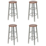 Barkrukken 4 St Mdf Bruin En Zilver