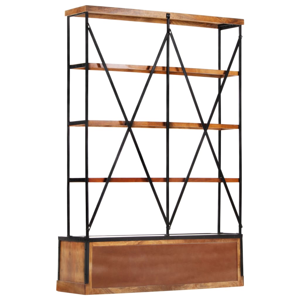 Boekenkast 4-Laags Met 6 Lades 122X36X181 Cm Massief Mangohout