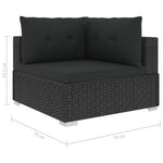 10-Delige Loungeset Met Kussens Poly Rattan Zwart