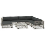 8-Delige Loungeset Met Kussens Poly Rattan Grijs