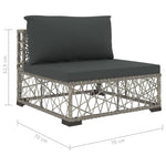 5-Delige Loungeset Met Kussens Poly Rattan Grijs