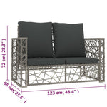 2-Delige Loungeset Met Kussens Poly Rattan Grijs