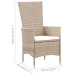 -Delige Tuinset Met Kussens Poly Rattan Beige