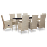 -Delige Tuinset Met Kussens Poly Rattan Beige