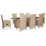 -Delige Tuinset Met Kussens Poly Rattan Beige