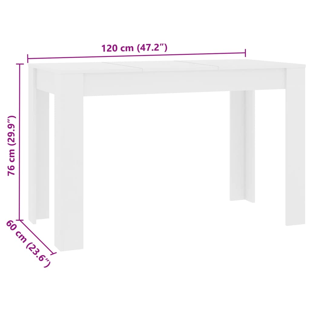 Eettafel 120X60X76 Cm Bewerkt Hout