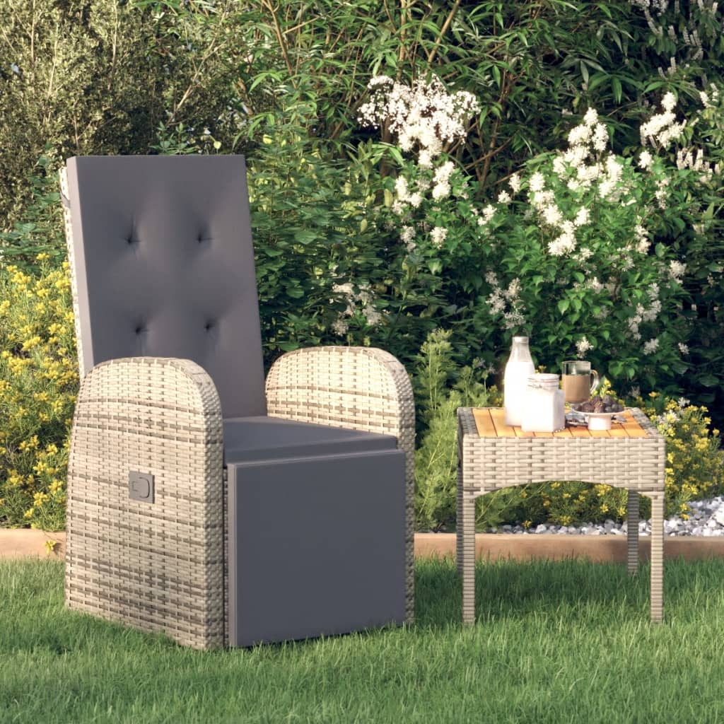 Tuinstoelen Verstelbaar Met Kussens Poly Rattan Grijs