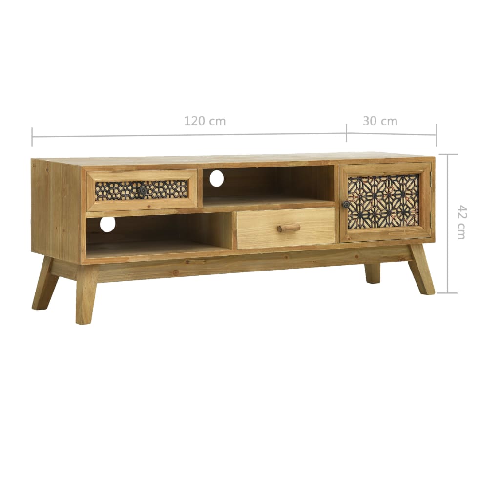 Tv-Meubel 120X30X42 Cm Bewerkt Hout Bruin