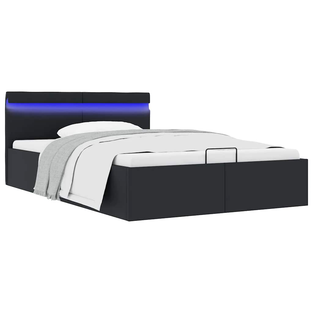 Bedframe Met Opslag En Led Kunstleer