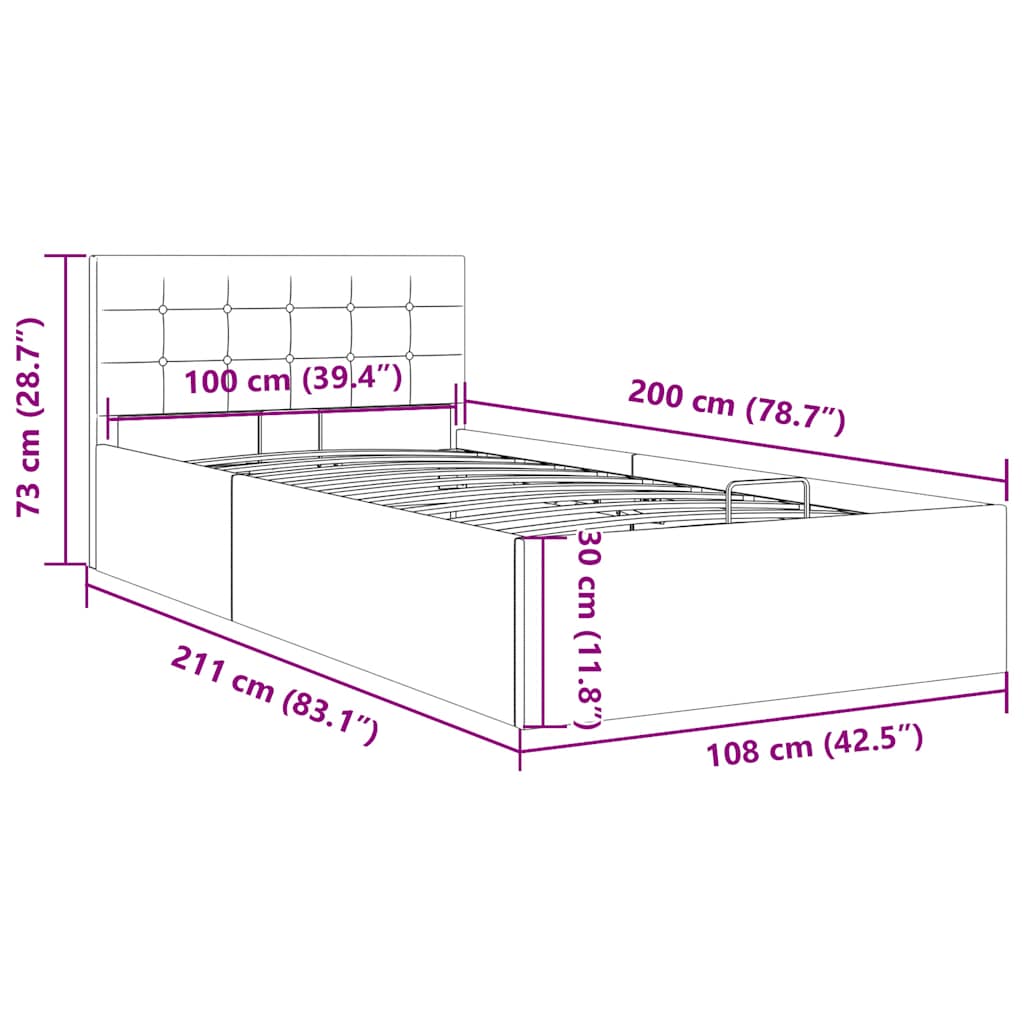 Bedframe Met Hydraulische Opslag Stof