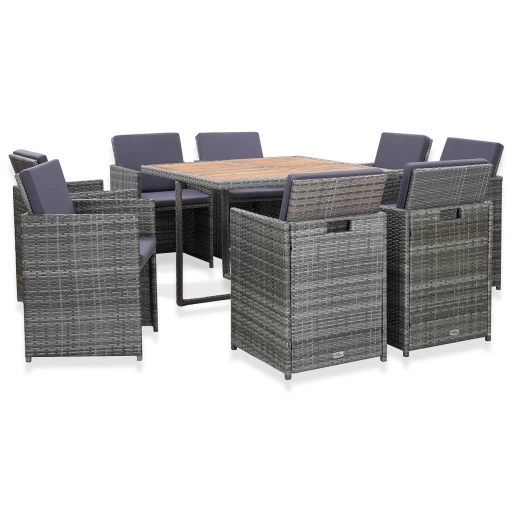 -Delige Tuinset Met Kussens Poly Rattan