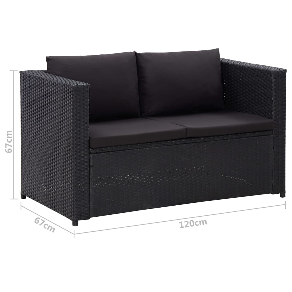 -Delige Loungeset Met Kussens Poly Rattan