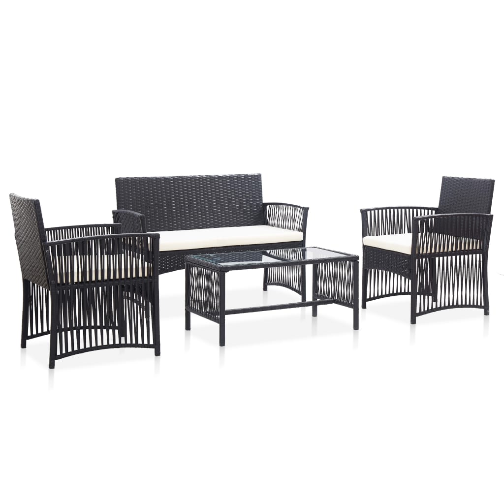 -Delige Loungeset Met Kussen Poly Rattan