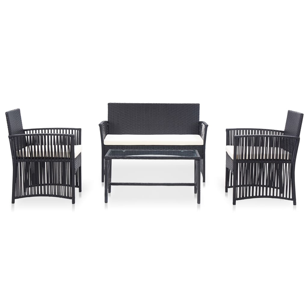 -Delige Loungeset Met Kussen Poly Rattan