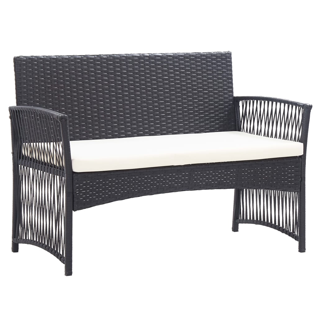 -Delige Loungeset Met Kussen Poly Rattan