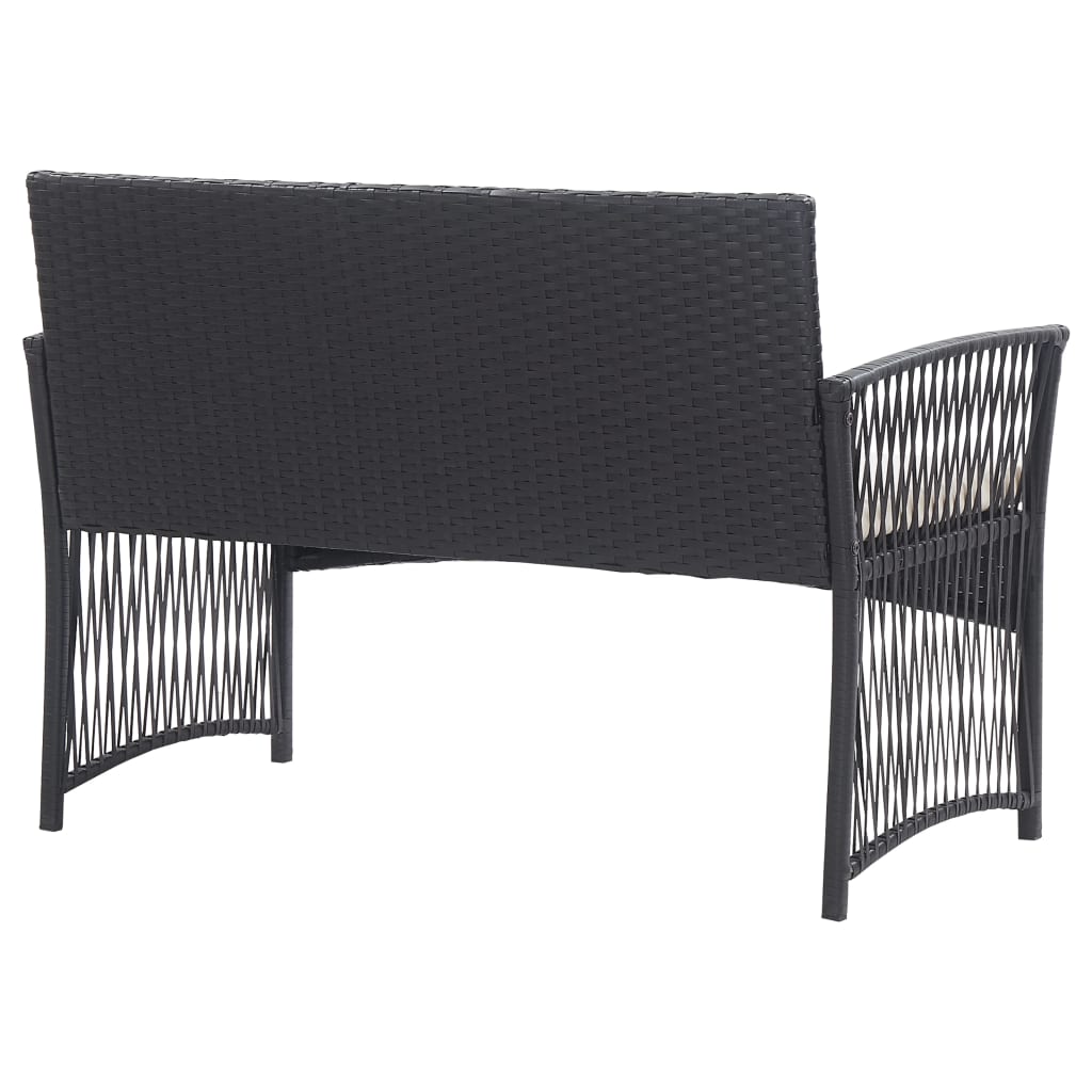 -Delige Loungeset Met Kussen Poly Rattan