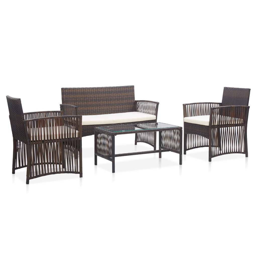 -Delige Loungeset Met Kussen Poly Rattan