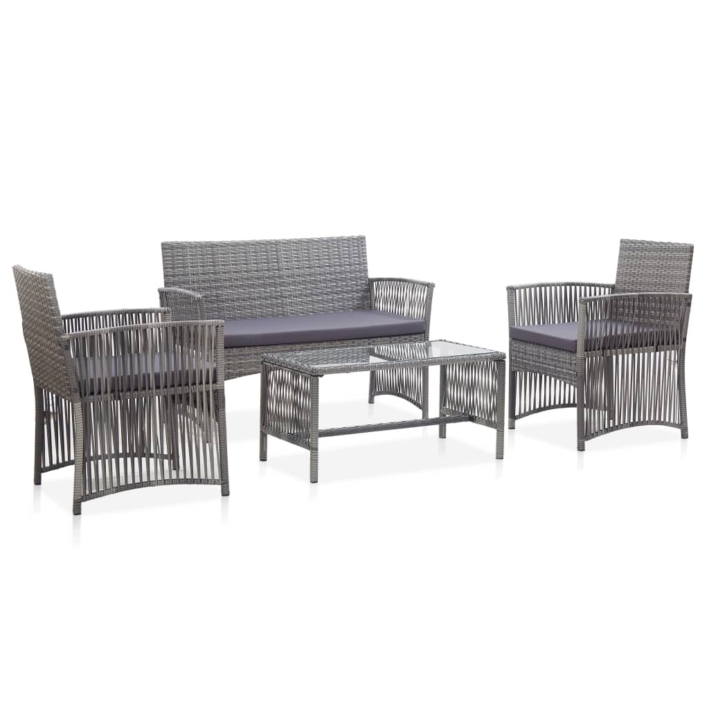 -Delige Loungeset Met Kussen Poly Rattan